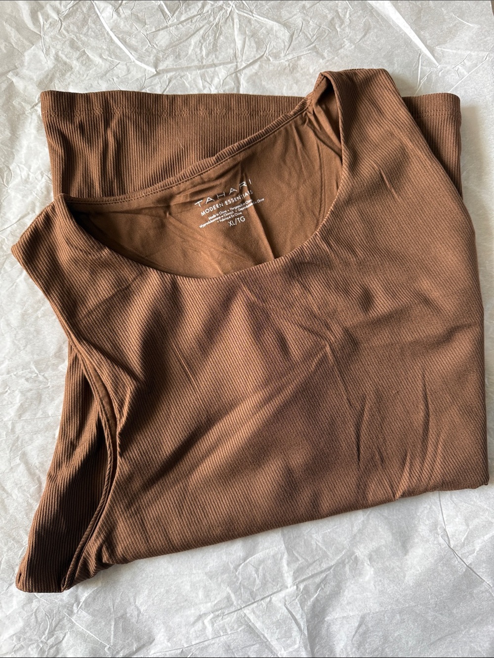 Tahari Brown Ribbed Scoop Neck Tank Top